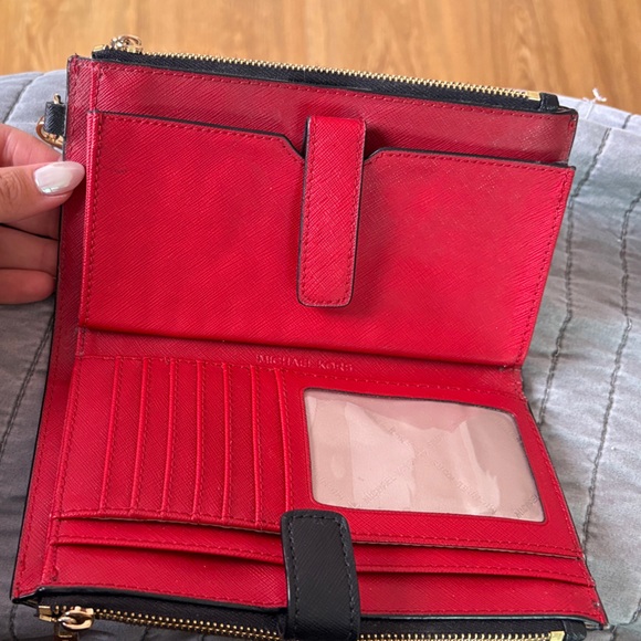 Michael Kors Black and Red Rose Wristlet - Picture 4 of 4